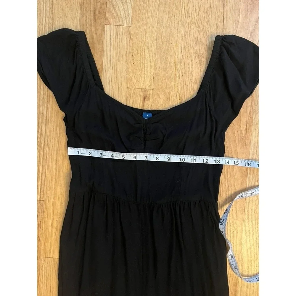 Old Navy Black Wide Leg Jumpsuit Cap Sleeve Smocked Back Sweetheart Neck S